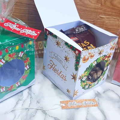 Cajas cubo "Felices Fiestas" PDF