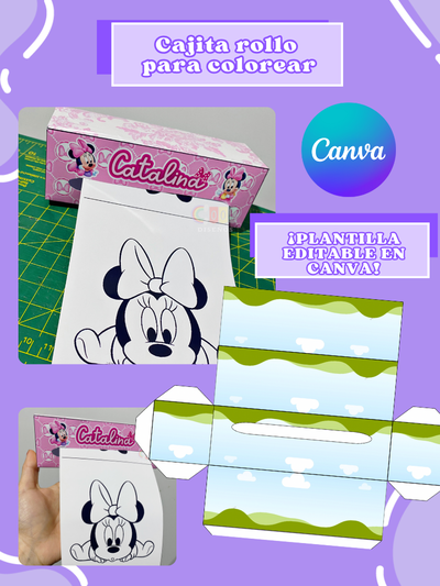 Plantilla Cajita rollo para colorear Editable en Canva