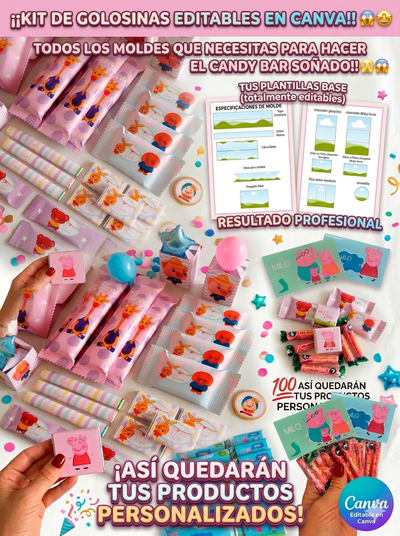 KIT MOLDES DE GOLOSINAS EDITABLES EN CANVA 