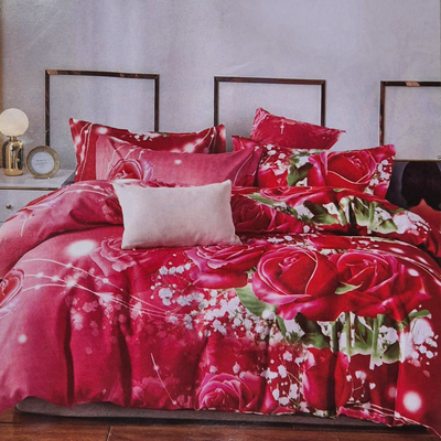 Juego de Sabanas Twin Rojo con Rosas