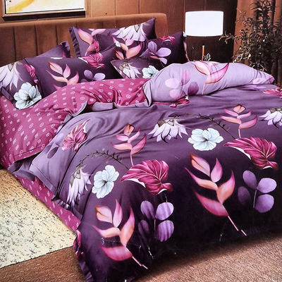 Juego de Sabanas Twin Violeta con Flores