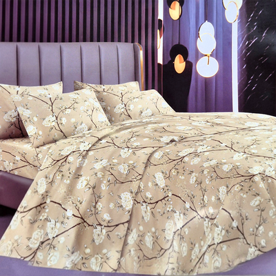 Juego de Sabanas King Beige con Flores
