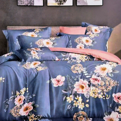 Juego de Sabanas Full Size Azul y Flores
