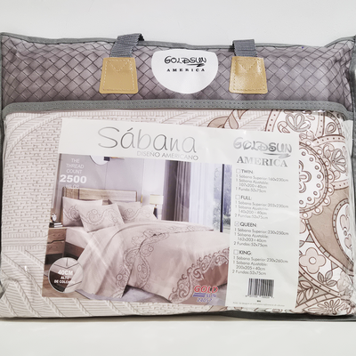 Juego de Sabanas QUEEN Crudo con Tramas