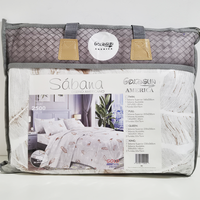 Juego de Sabanas QUEEN Gris con Plumas