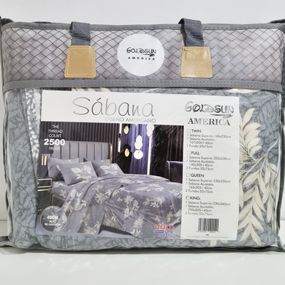 Juego de Sabanas KING Gris con Plantas