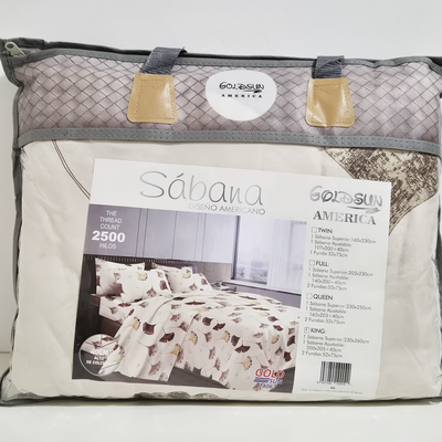 Juego de Sabanas KING Blanca con Hojas Abiertas