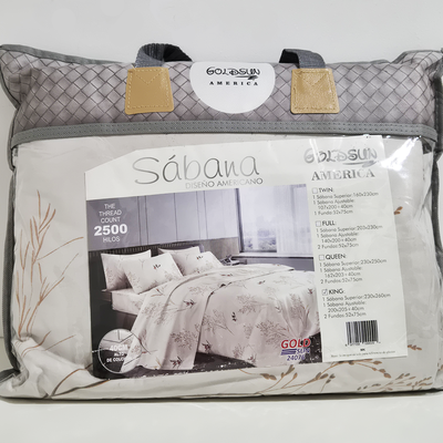 Juego de Sabanas KING Blanca con Plantitas