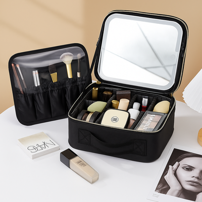 Maletín Organizador de Maquillaje con Espejo LED