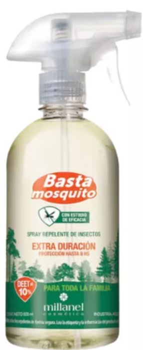 Spray Repelente Basta de Mosquitos Extra Duración 500ml Millanel