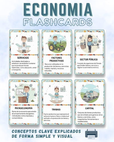 Flashcards de Economía – Conceptos clave explicados de forma simple y visual