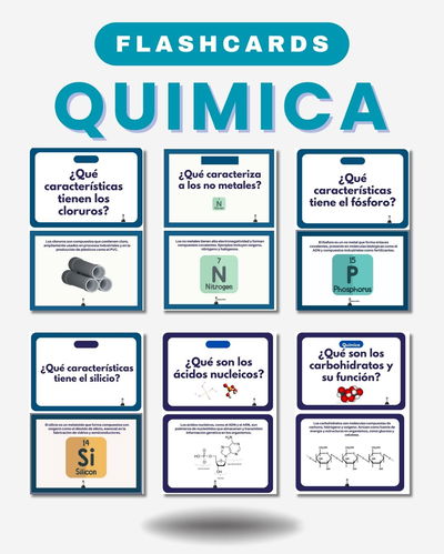 MEGA SET FLASHCARDS DE QUÍMICA- Tarjetas de estudio visual