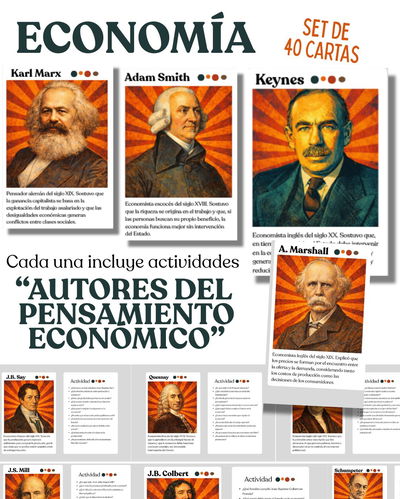 Autores del Pensamiento Económico- Set 40 Cartas Con Actividades