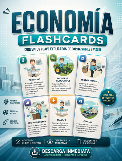 Flashcards de Economía – Conceptos clave explicados de forma simple y visual