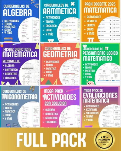 FULL PACK PREMIUM MATEMÁTICA- TODOS LOS MEGA PACKS- 9 EN 1