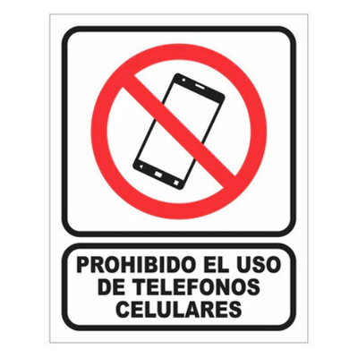 Cartel prohibido uso de celular 