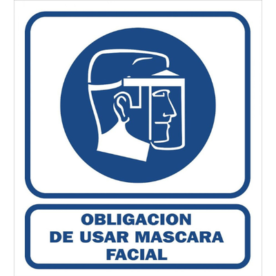 Cartel obligación uso máscara facial 