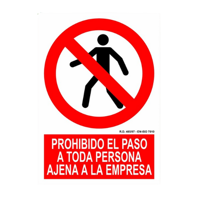 Cartel prohibido el paso a ajenos a la empresa 22x28 cm