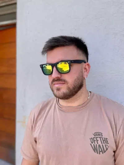 LENTES ANTEOJOS DE SOL RAYBAN wayfarer espejado 2140 901S/18 negro/AMARILLO espejado 