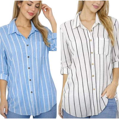 Camisa de lino rayada