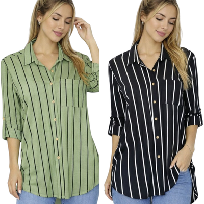 Camisa de lino rayada