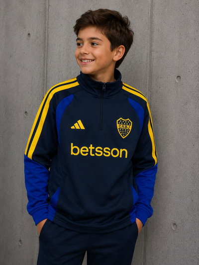 BUZO MEDIO CIERRE BOCA JUNIORS FRIZADO NIÑO 