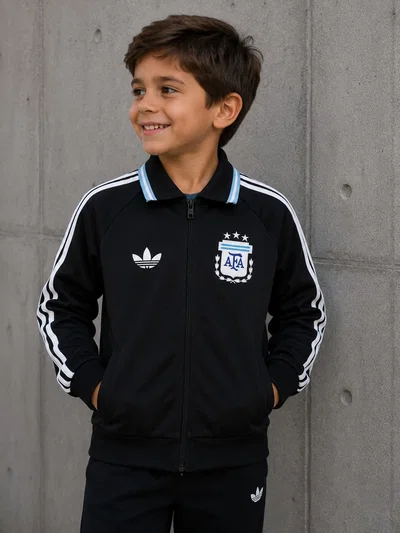CAMPERA ALTERNATIVA ARGENTINA NEGRO FRIZADA NIÑO 