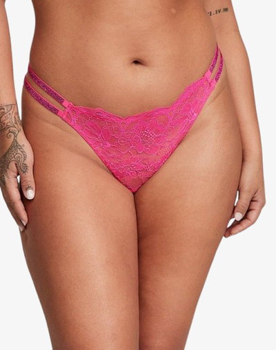 COLA LESS DE ENCAJE CON TIRAS DE DOBLE BRILLO FOREVER PINK - Victoria's Secret
