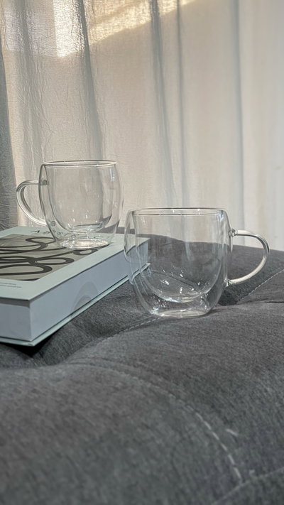 Taza Doble Vidrio 270cc | Individual o Set x2