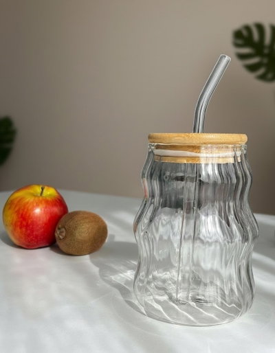 Vaso tapa bamboo + Sorbete de vidrio
