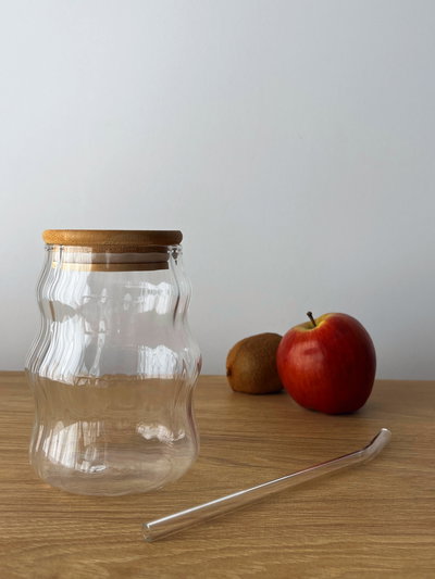 Vaso tapa bamboo + Sorbete de vidrio