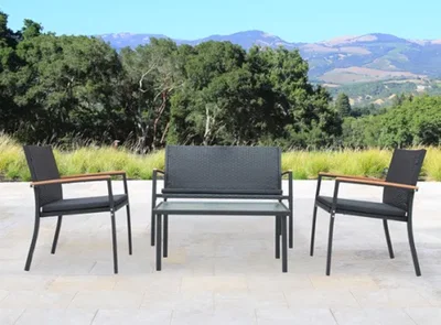 SET DE JARDIN 4 PIEZAS DE ACERO CON TEXTILENE