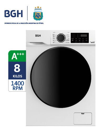 LAVARROPAS BGH 8KG 1400RPM INVERTER BWFE08W24AR A+++ BLANCO