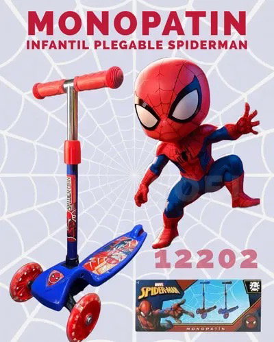 MONOPATIN DE SPIDERMAN AZUL Y ROJO 