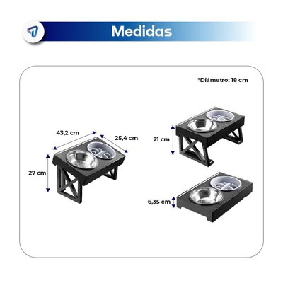 COMEDERO PARA MASCOTAS WAGGS PETF01 ELEVADO NEGRO 
