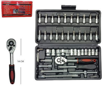 LLAVE TUBO + DESTORNILLADOR SET 46 PIEZAS
