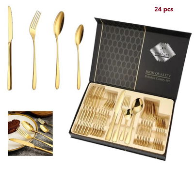 CUBIERTOS SET 24 PIEZAS DORADO