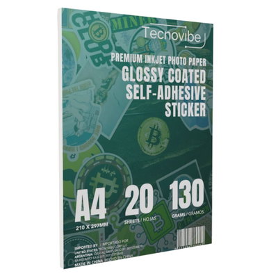RESMA PAPEL ADHESIVO BRILLANTE 130GR X20U TECNO