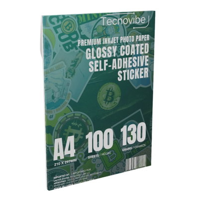 RESMA PAPEL ADHESIVO BRILLANTE 130GR X100U TECNO