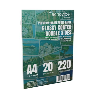 RESMA PAPEL BRILLANTE DOBLE FAZ 220GR X20U TECNO