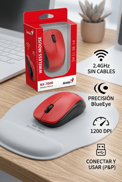MOUSE WIRELESS GENIUS NX 7000 1200DPI RED