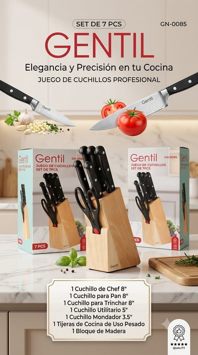 CUCHILLOS SET DE 7 PIEZAS CON BASE GENTIL