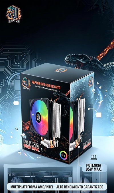 DISIPADOR RAPTOR CRYO RGB 2 TUBOS 95W