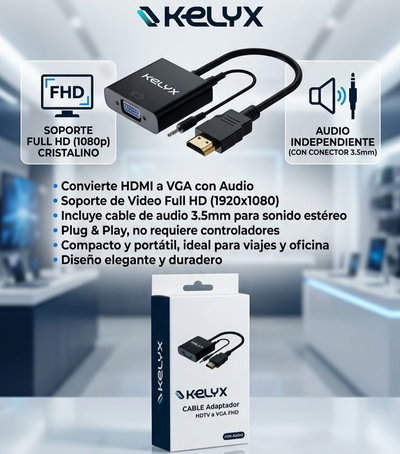 CONV. HDMI A VGA KELYX C/AUDIO