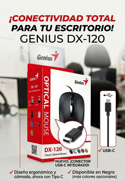 MOUSE GENIUS DX-120 BLACK USB C