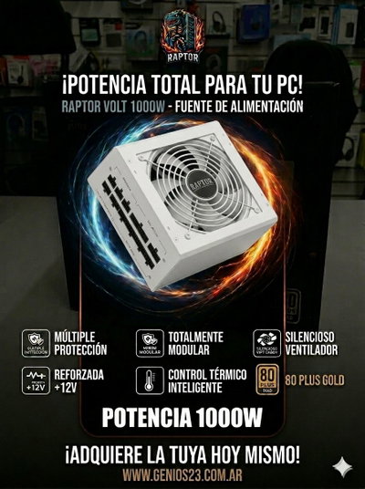 FUENTE PC +80PLUS 1000W RAPTOR GOLD