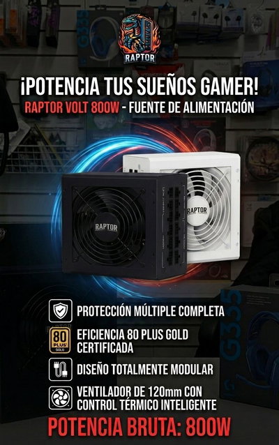FUENTE PC +80PLUS 800W RAPTOR GOLD