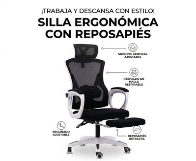 SILLA GAMER RAPTOR TRHONE S10 BLACK AND WHITE