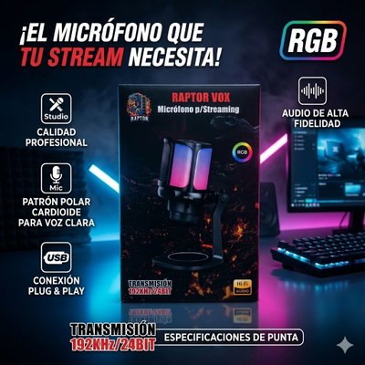 MICROFONO RAPTOR VOX RGB USB