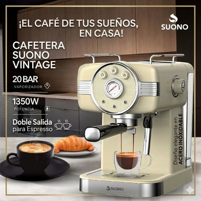 CAFETERA EXPRESSO SUONO VINTAGE 20BAR
